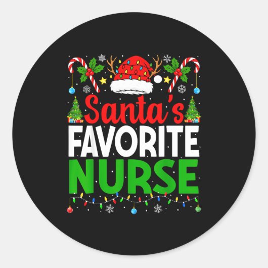 Santas Favorite Nurse Rn Christmas Nursing Christm Runder Aufkleber (Vorderseite)