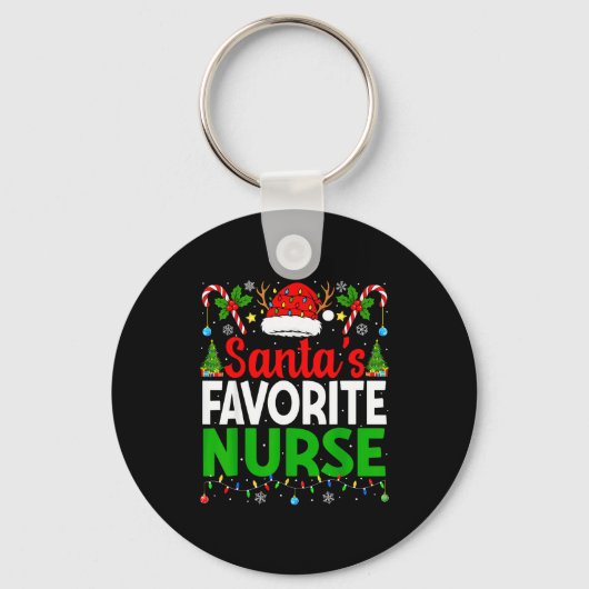 Santas Favorite Nurse Rn Christmas Nursing Christm Schlüsselanhänger (Vorderseite)