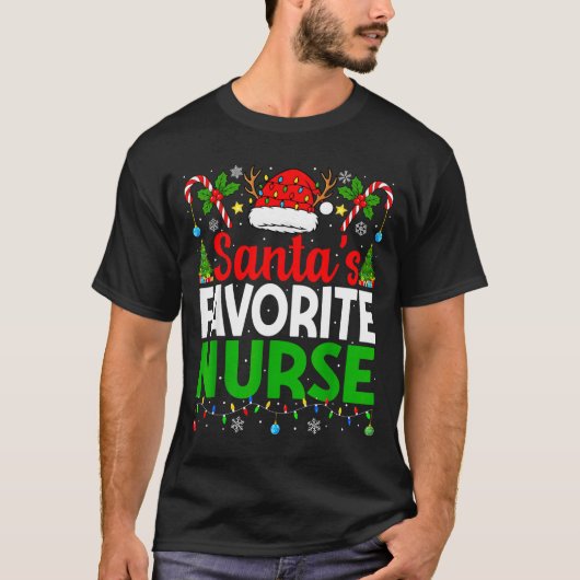 Santas Favorite Nurse Rn Christmas Nursing Christm T-Shirt (Vorderseite)