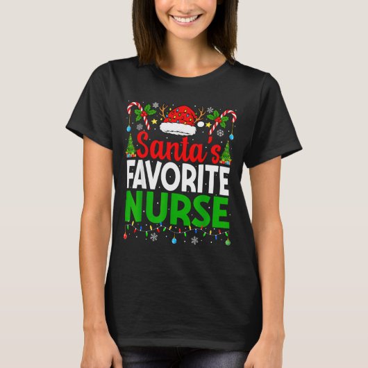 Santas Favorite Nurse Rn Christmas Nursing Christm T-Shirt (Vorderseite)