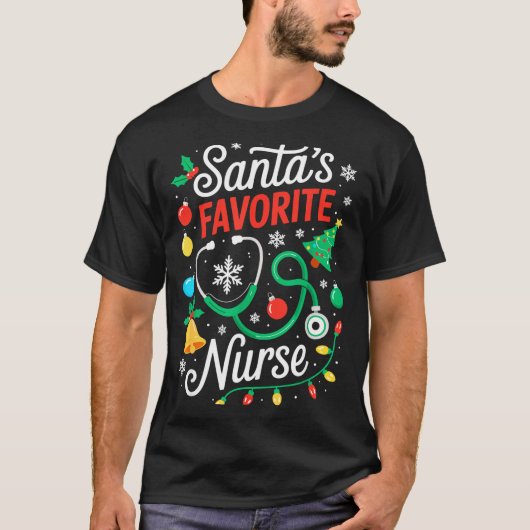 Santa's Favorite Nurse Shirt Men Women Funny Chris (Vorderseite)
