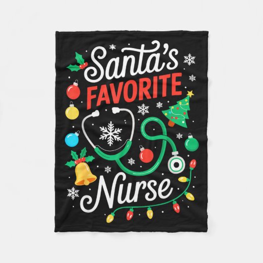Santa's Favorite Nurse Shirt Men Women Funny Chris Fleecedecke (Vorderseite)