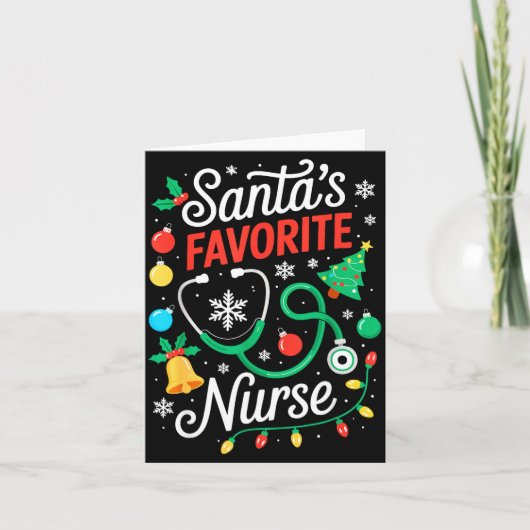 Santa's Favorite Nurse Shirt Men Women Funny Chris Karte (Vorderseite)