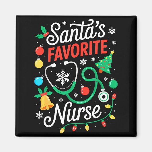 Santa's Favorite Nurse Shirt Men Women Funny Chris Magnet (Vorne)