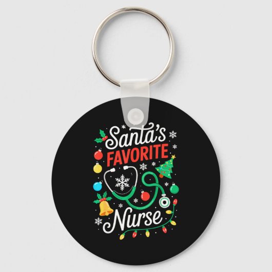 Santa's Favorite Nurse Shirt Men Women Funny Chris Schlüsselanhänger (Vorderseite)