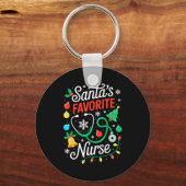 Santa's Favorite Nurse Shirt Men Women Funny Chris Schlüsselanhänger (Vorderseite)