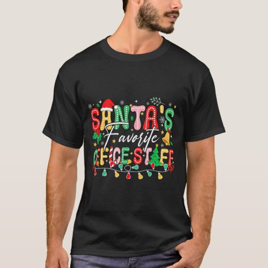 Santa's Favorite Office Staff Christmas Lights San T-Shirt (Vorderseite)