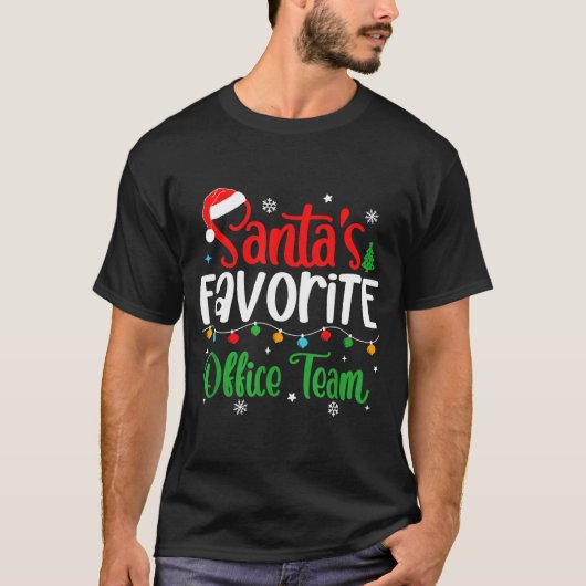Santa's Favorite Office Team Christmas Lights Sant T-Shirt (Vorderseite)