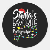 Santa's Favorite Photographer Christmas Lights San Runder Aufkleber (Vorderseite)