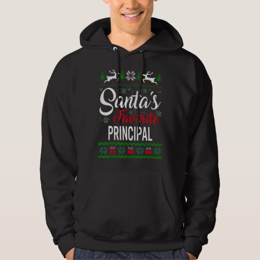 Santa's Favorite Principal Christmas Ugly Sweater  Hoodie (Vorderseite)