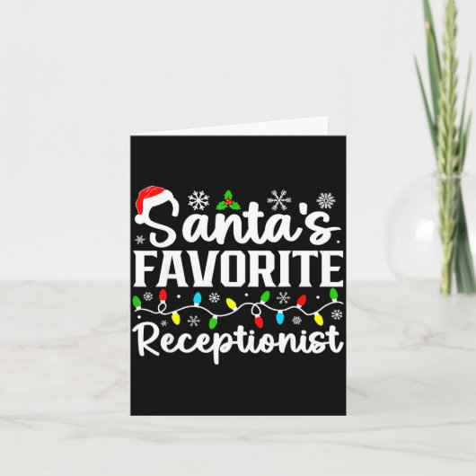 Santa's Favorite Receptionist Christmas Family Mat Karte (Vorderseite)
