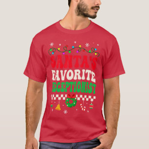 Santas Favorite Receptionist Retro Weihnachten T-Shirt