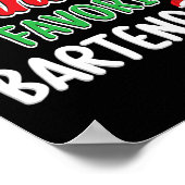 Santa's Favorite Rtender T Shirt Cute Xmas Party D Poster (Ecke)