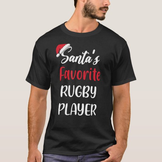 Santas Favorite Rugby Player Christmas Rugby T-Shirt (Vorderseite)