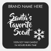 Santa's Favorite Scent | Modern Candle Labels Quadratischer Aufkleber (Vorderseite)