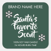 Santa's Favorite Scent | Modern Candle Labels Quadratischer Aufkleber (Vorderseite)