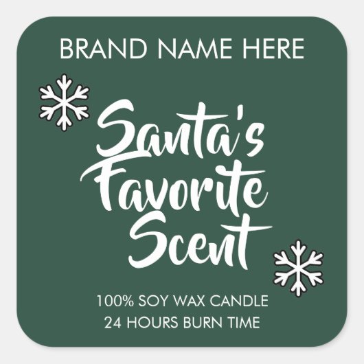 Santa's Favorite Scent | Modern Candle Labels Quadratischer Aufkleber (Vorderseite)