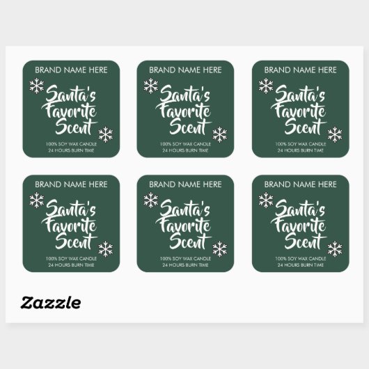 Santa's Favorite Scent | Modern Candle Labels Quadratischer Aufkleber (Blatt)