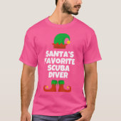 Santas Favorite Scuba Diver Hat Christmas Funny Pj T-Shirt (Vorderseite)
