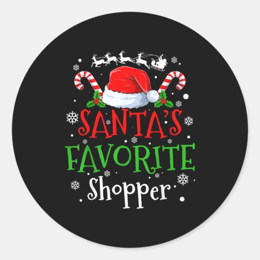 Santa's Favorite Shopper Christmas Party  Runder Aufkleber (Vorderseite)