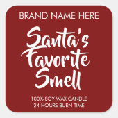 Santa's Favorite Smell Candle Labels Quadratischer Aufkleber (Vorderseite)