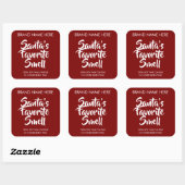 Santa's Favorite Smell Candle Labels Quadratischer Aufkleber (Blatt)