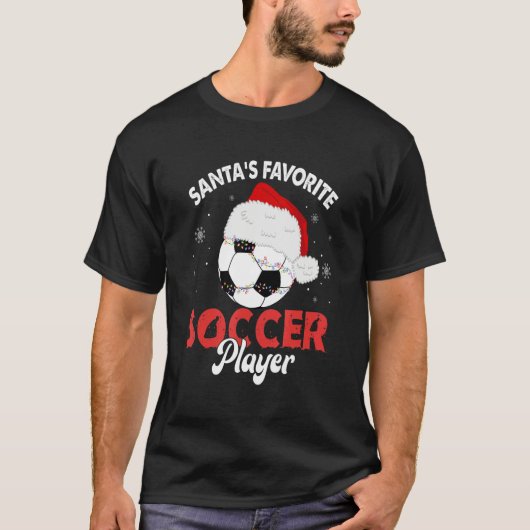 Santa's Favorite Soccer Player Christmas Pajama T-Shirt (Vorderseite)