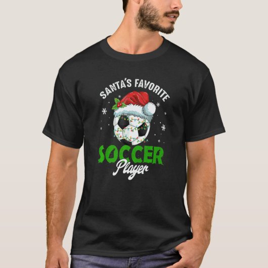 Santa's Favorite Soccer Player Christmas Pajama T-Shirt (Vorderseite)