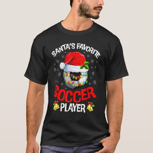 Santa's Favorite Soccer Player Christmas Pajama T-Shirt (Vorderseite)
