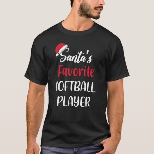 Santas Favorite Softball Player Christmas Softba T-Shirt (Vorderseite)