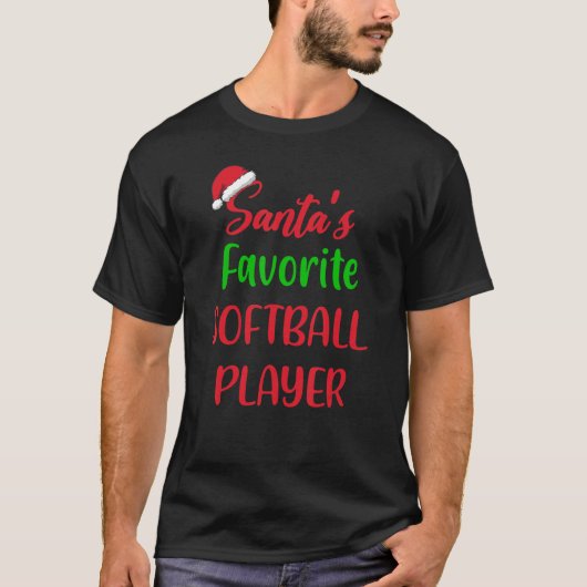 Santas Favorite Softball Player  Softball Christma T-Shirt (Vorderseite)