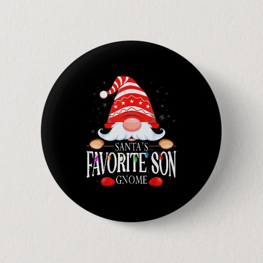 Santa's Favorite Son Gnome Matching Christmas Paja Button (Vorderseite)
