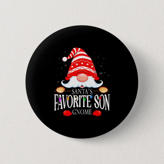 Santas Favorite Son Gnome Matching Christmas Paja Button (Vorderseite)