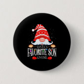 Santa's Favorite Son Gnome Matching Christmas Paja Button (Vorderseite)