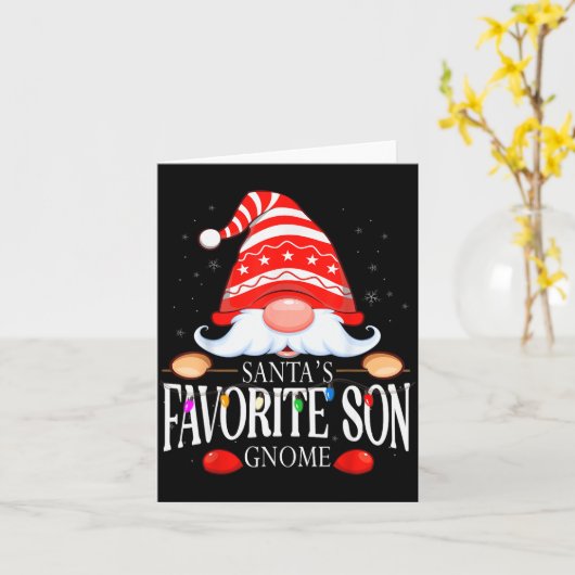 Santa's Favorite Son Gnome Matching Christmas Paja Karte (Gelbe Blume)