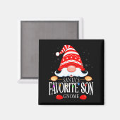 Santas Favorite Son Gnome Matching Christmas Paja Magnet (Vorderseite/Rückseite)