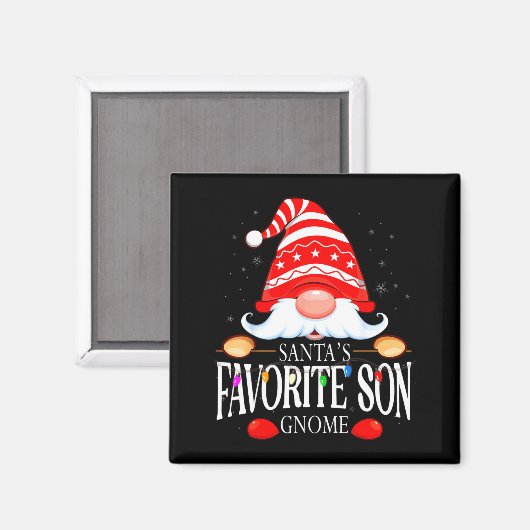 Santas Favorite Son Gnome Matching Christmas Paja Magnet (Vorderseite/Rückseite)