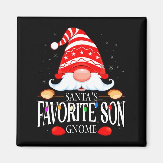 Santas Favorite Son Gnome Matching Christmas Paja Magnet (Vorne)