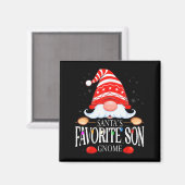 Santa's Favorite Son Gnome Matching Christmas Paja Magnet (Vorderseite/Rückseite)