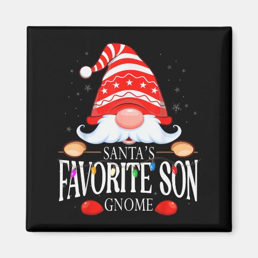 Santa's Favorite Son Gnome Matching Christmas Paja Magnet (Vorne)