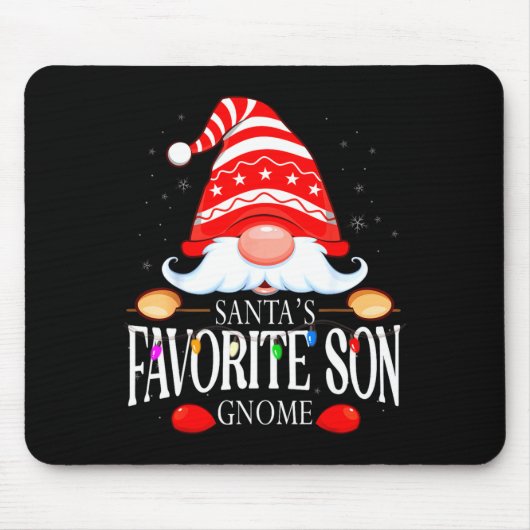 Santas Favorite Son Gnome Matching Christmas Paja  Mousepad (Vorne)