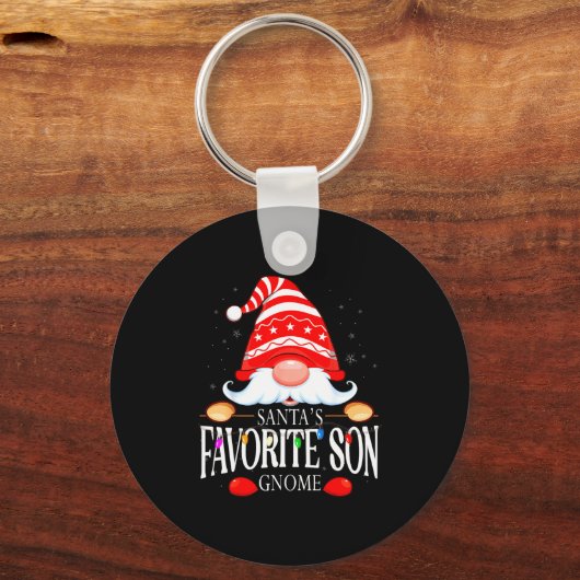 Santas Favorite Son Gnome Matching Christmas Paja Schlüsselanhänger (Vorderseite)