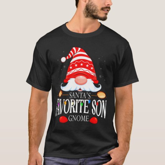 Santas Favorite Son Gnome Matching Christmas Paja T-Shirt (Vorderseite)