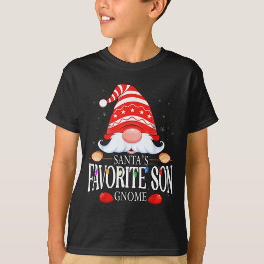 Santa's Favorite Son Gnome Matching Christmas Paja T-Shirt (Vorderseite)