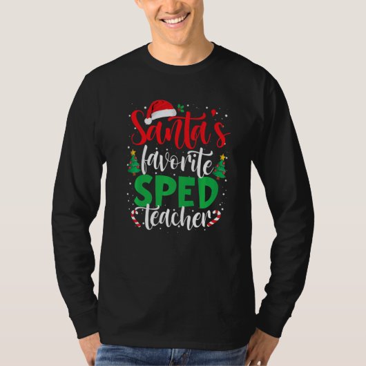 Santa's Favorite SPED Teacher Christmas Santa Hat T-Shirt (Vorderseite)