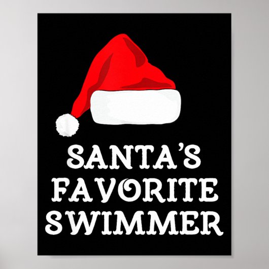 Santa's Favorite Swimmer Christmas Funny Xmas Swim Poster (Vorne)