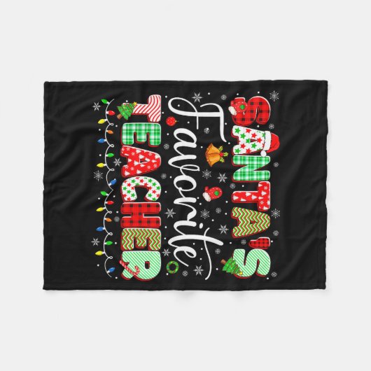 Santas Favorite Teacher Christmas Matching Xmas Me Fleecedecke (Vorderseite (Horizontal))