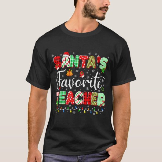 Santas Favorite Teacher Christmas Matching Xmas Me T-Shirt (Vorderseite)
