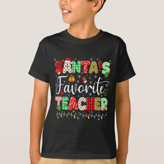 Santas Favorite Teacher Christmas Matching Xmas Me T-Shirt (Vorderseite)