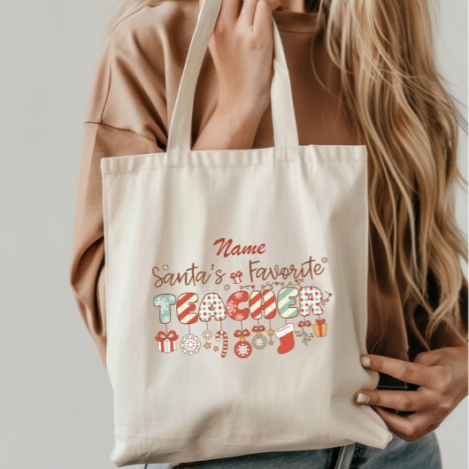 Santa's Favorite Teacher Christmas Tragetasche